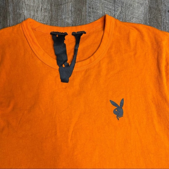 Playboy x Vlone x Playboi Carti Collab Orange T Shirt Size Medium - Picture 2 of 8